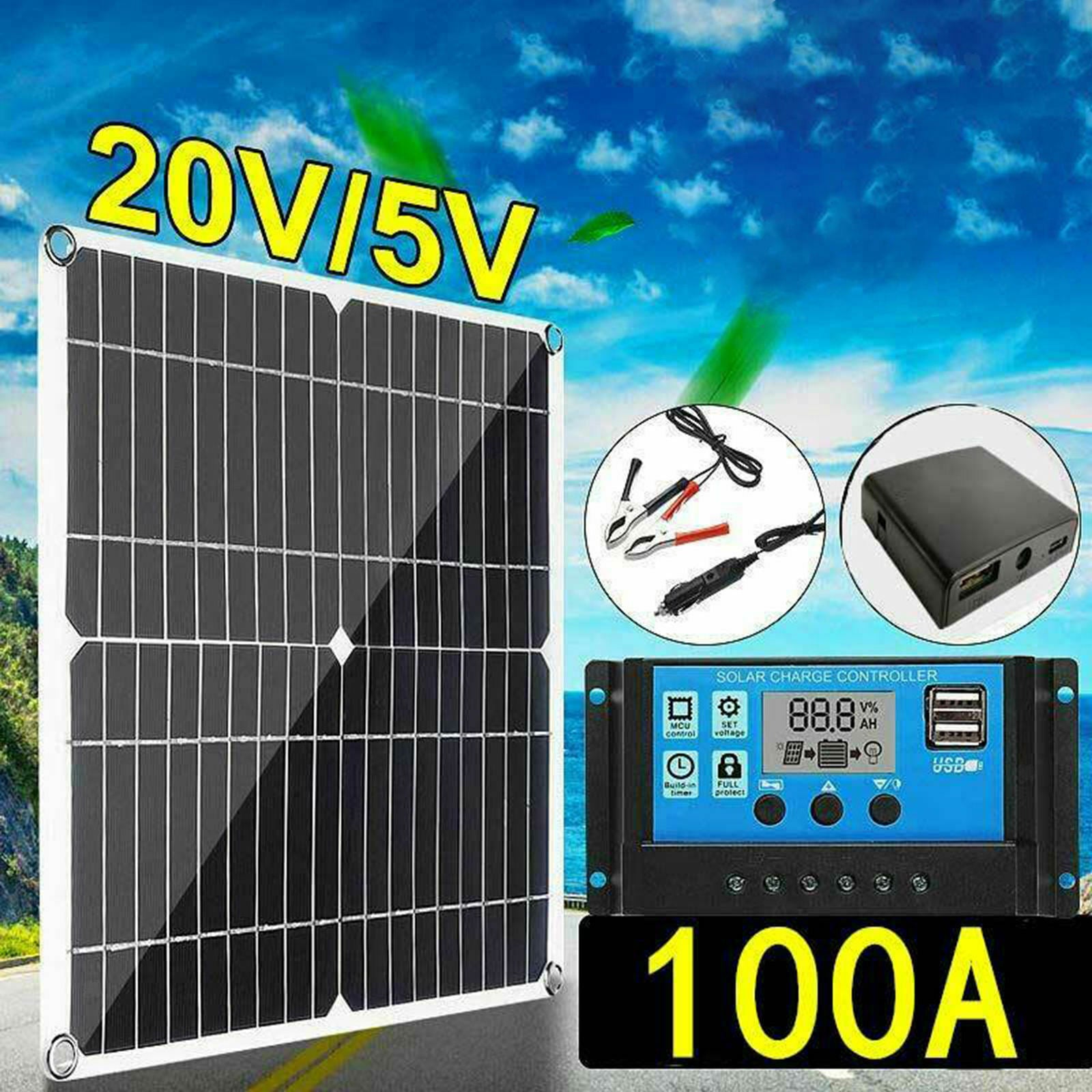 20W Solar Panel Battery Charger Camping Caravan Boat 12V Solar Panel