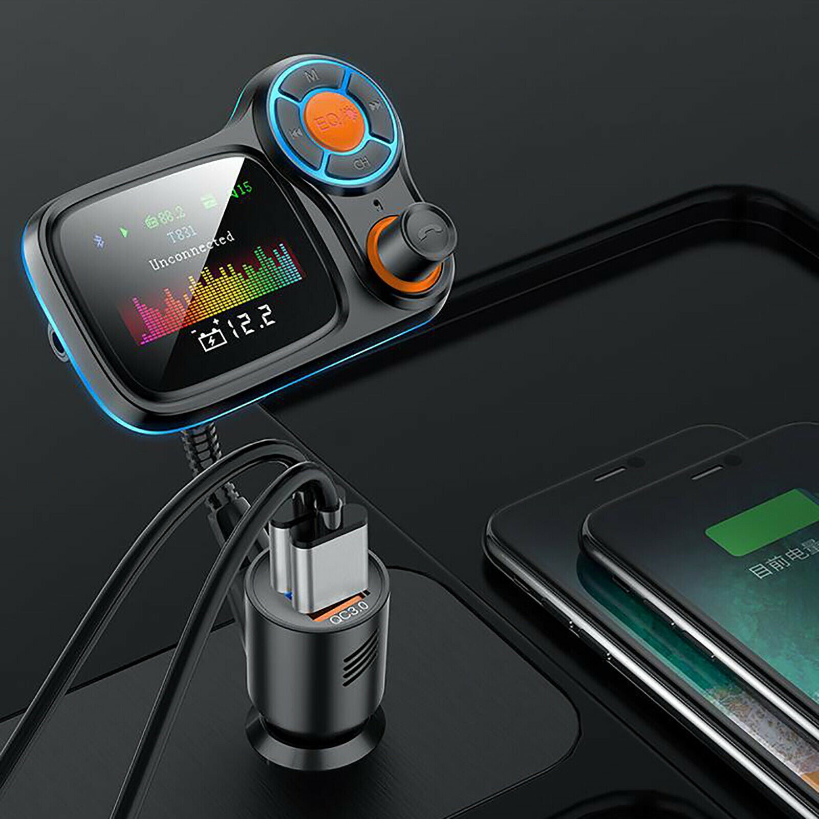 Wireless Bluetooth FM Transmitter Car MP3 Player AUX Audio Receiver QC3.0