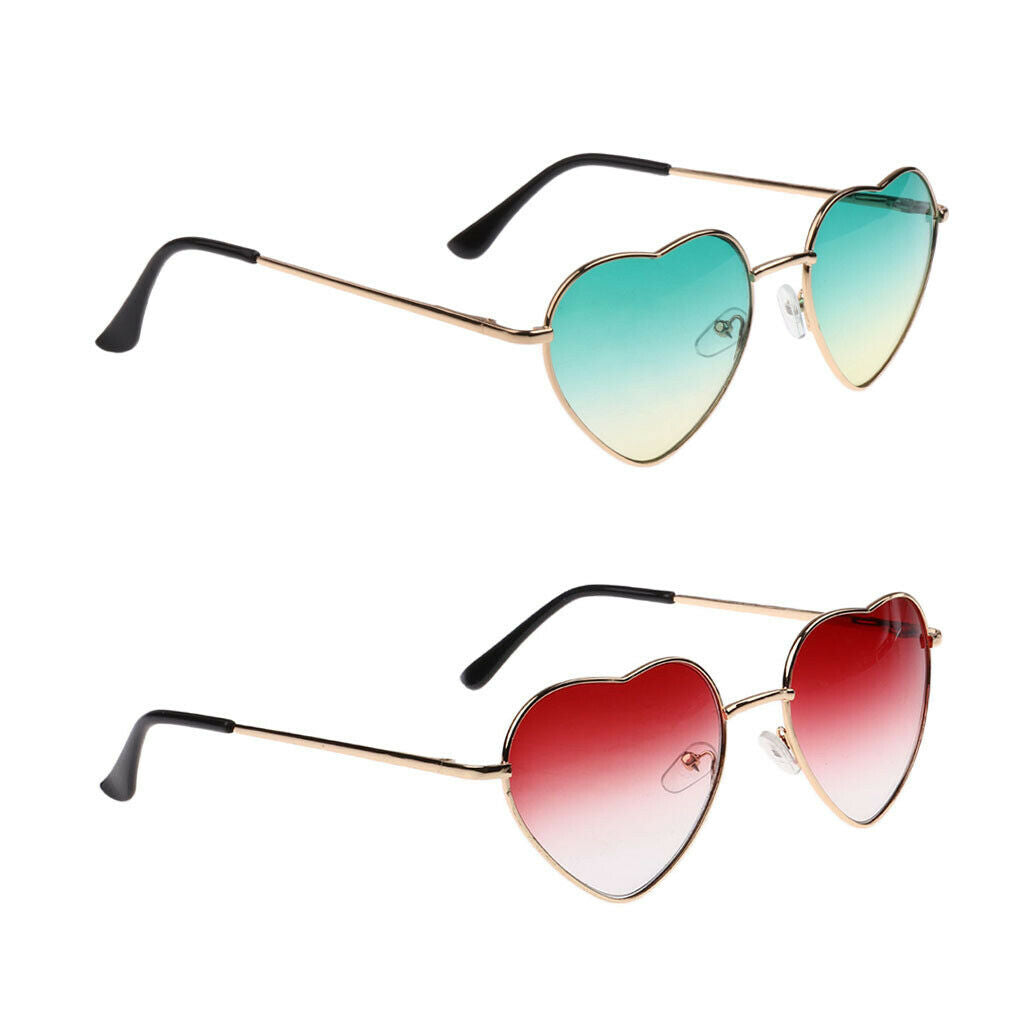 2 Piece Women Heart Shaped Sunglasses Fashion Shades Sunnies Costume Glasses