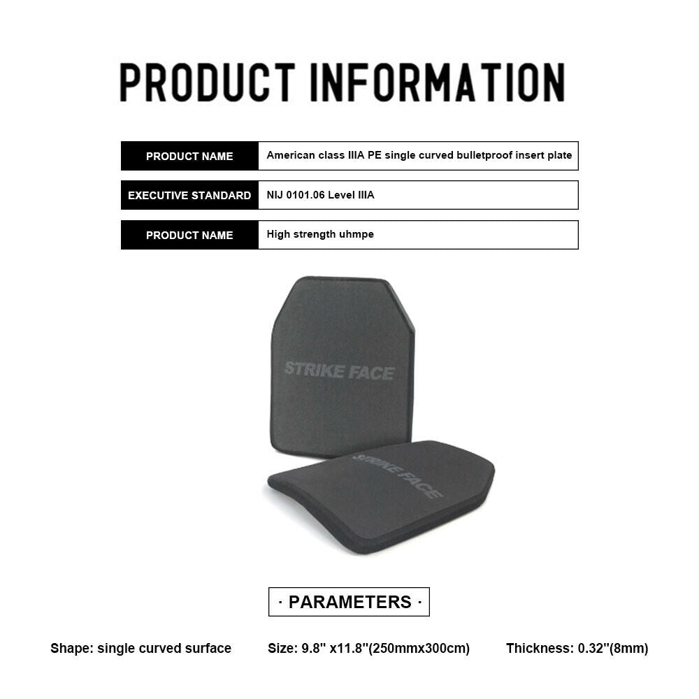 Shield Bullet Proof Panel Body Armor Inserts Soft Plate NIJ IIIA 25 x 30cm