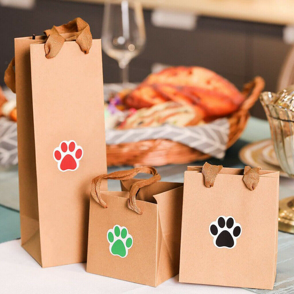 500pcs / roll paper stickers, dog paw self-adhesive stickers for