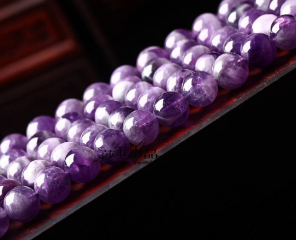 Natural 8MM purple amethyst round BEADS 15 "AA+