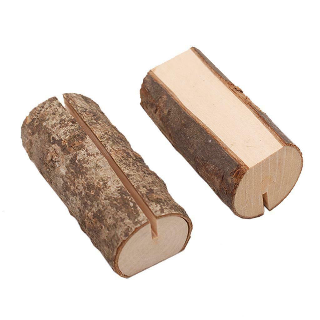 10Pieces Rustic Wooden Place Card Holder Banquet Table Card Holder Stand