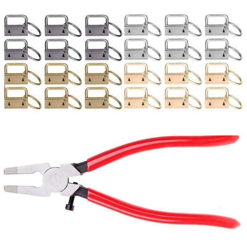 40pcs 25mm Key Fob Keychain Hardware with Pliers Tool for Wristlet Key Lanyard