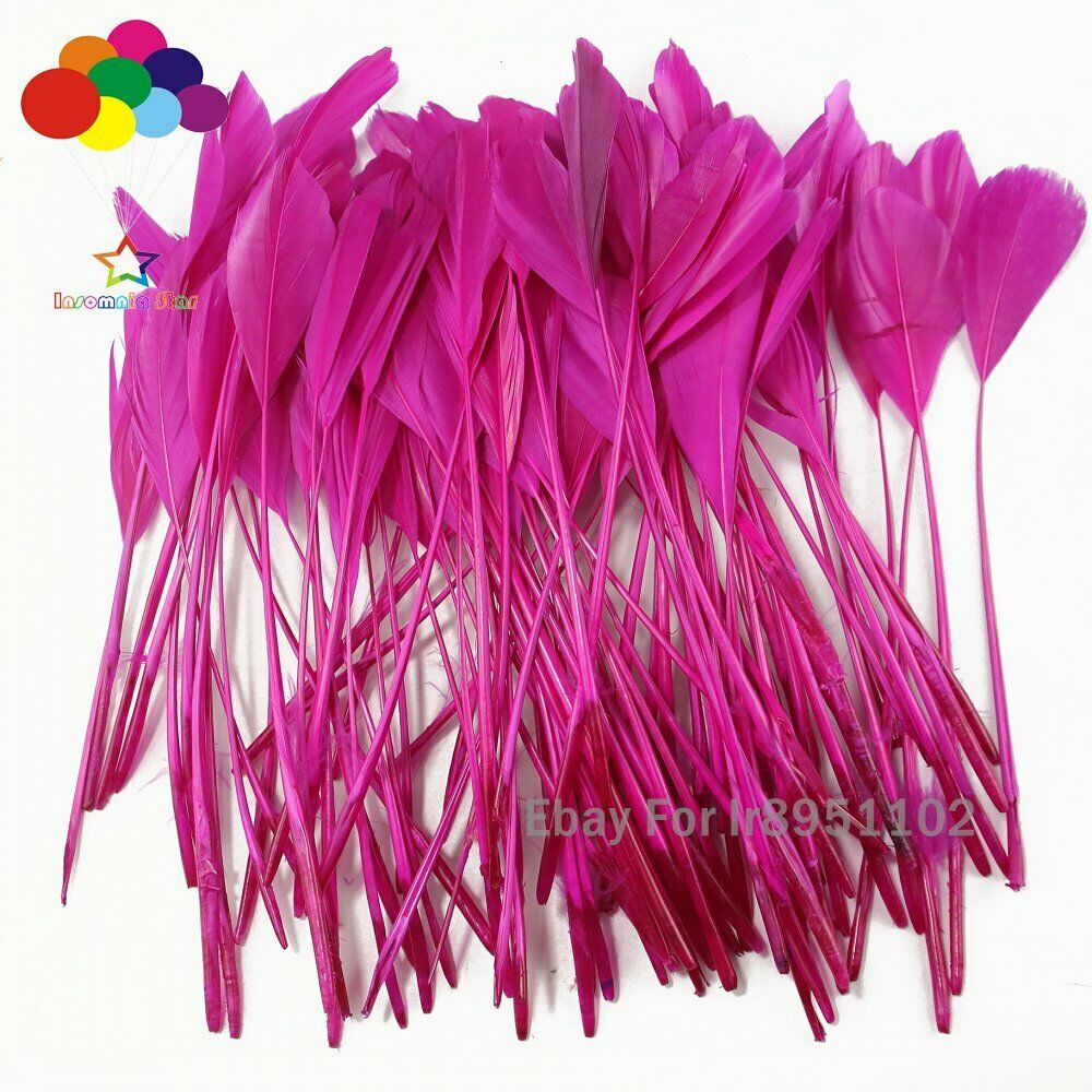 Rose red Coque Stripped Millinery Clothing Ribbons Rooster Tail Feather Party