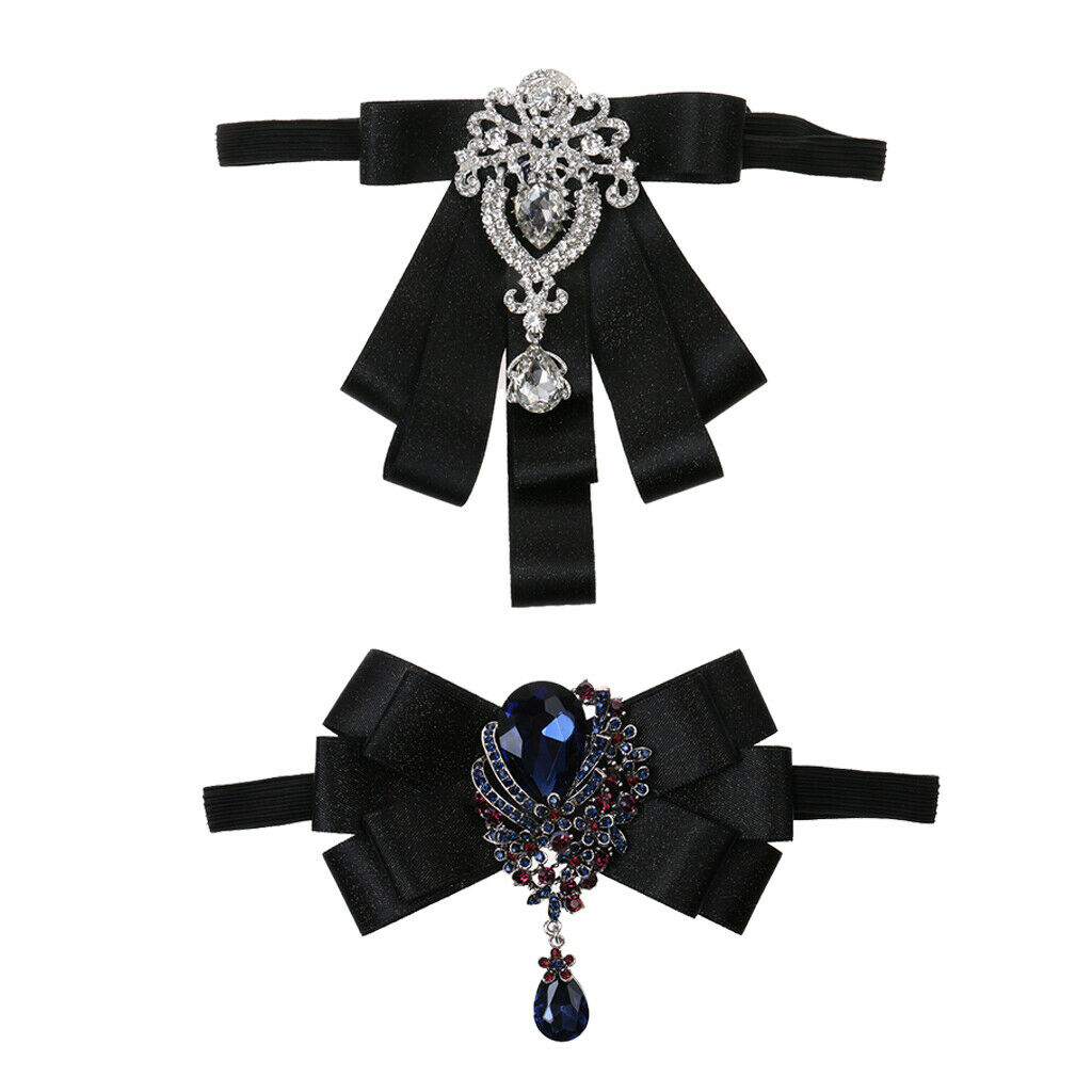 2x Mens Bow Tie Rhinestone Cravat Wedding Accessories Banquet/Party Neckwear
