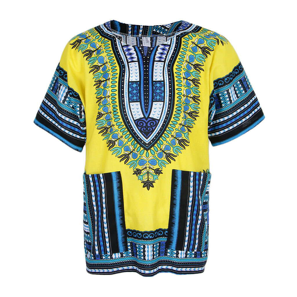 African Prints Shirt Dress Cotton Dashiki Caftan Rappers Tops for Women Men