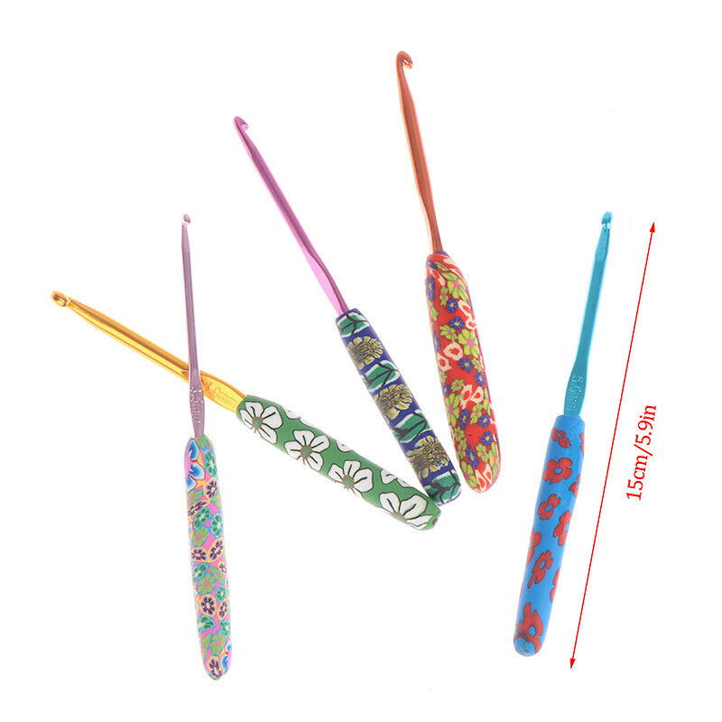 9Pcs Colourful Crochet Hook Set Ergonomic Handles Knitting Needles Sewing T Kt