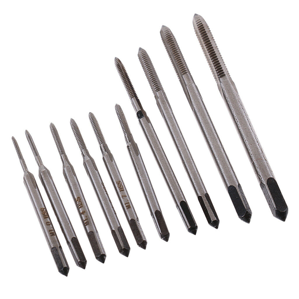 10Pcs/Set M1-M3.5 Hand Screw Thread Plug Taps Set Alloy Steel Tap Drill Bits