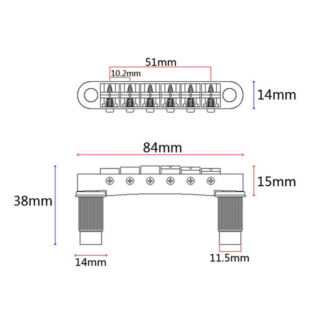 Tune O Matic Style Bridge Adjustable Guitar Bridge Bridge Replacement Chrome