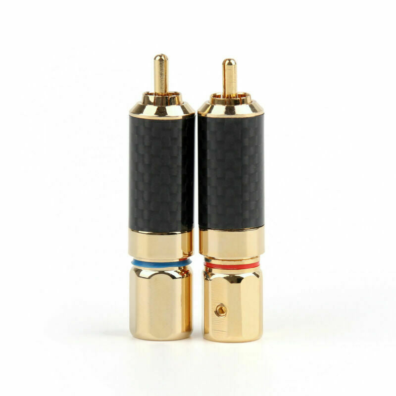 2 PCS Audiophile Copper Rhodium Plated RCA Jack Plug Solder DIY  AT2