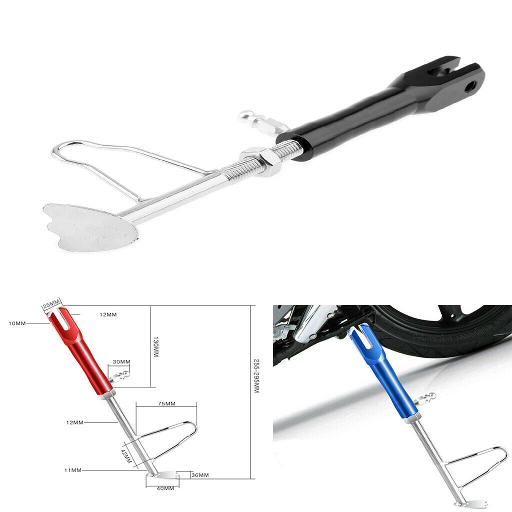 Adjustable Motorcycle Foot Kickstand Kick Side Stand Parking Supporter Black