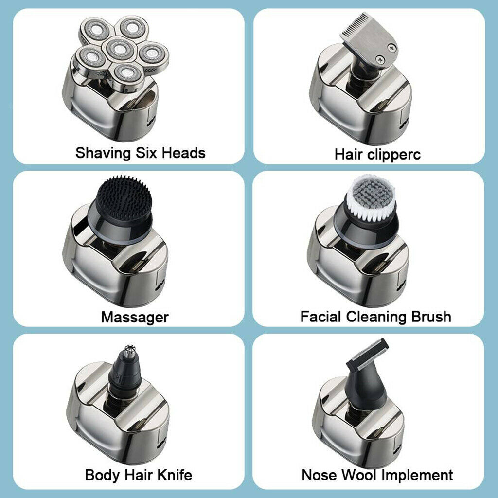 6 Head Blades Rechargeable Electric Shaver Men Hair Beard Shaving Trimmer