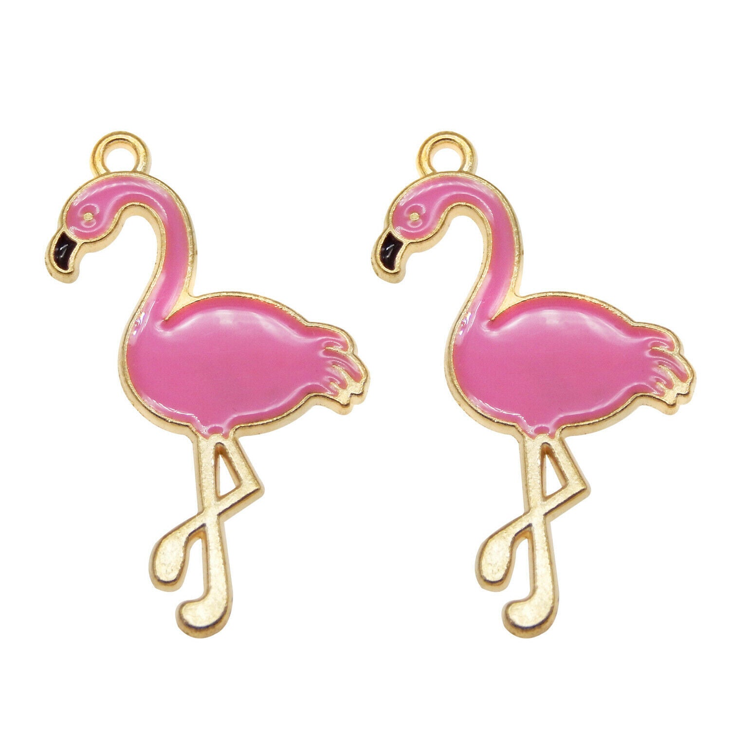 15pcs Enamel Rose Red Flamingo Animal Bird Alloy Charms Pendant DIY Accessories