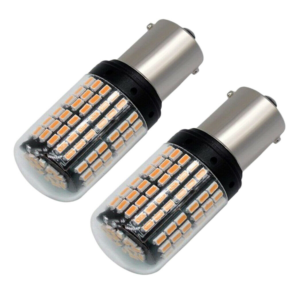 1 Pair Led Bulb 3014 144smd 1156 BAU15S Flashing 12V Amber