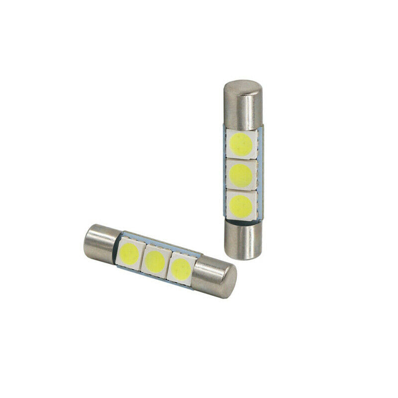 4 x White 3SMD 6641 6614F 28mm LED Bulb For Sun Visor Vanity Mirror Fuse Lights