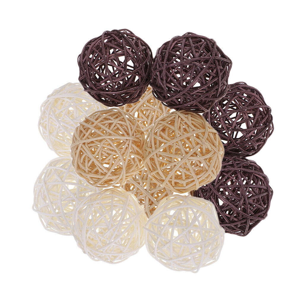 12Pieces 7cm Rattan Wicker Balls for Home Wedding Decor, Vase Fillers, Bird Toys