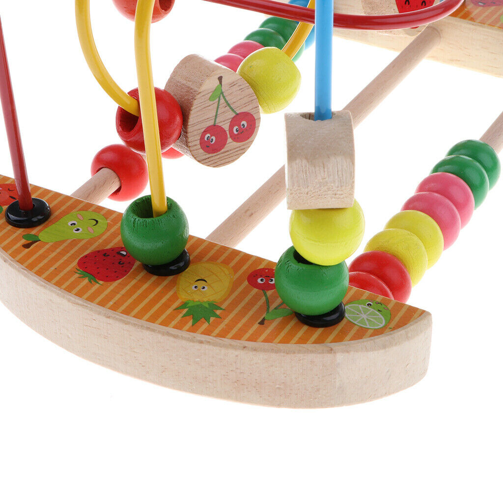 Wooden Around Beads Maze Roller Coaster Educational Toys For Toddlers Kids Baby,