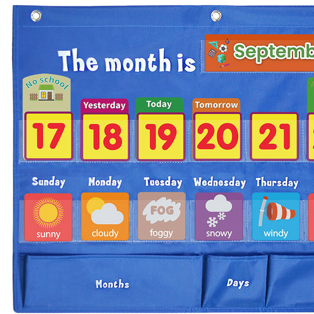 Weekly Weather Pocket Chart Early Education 98 Cards Bedroom Kids Gifts
