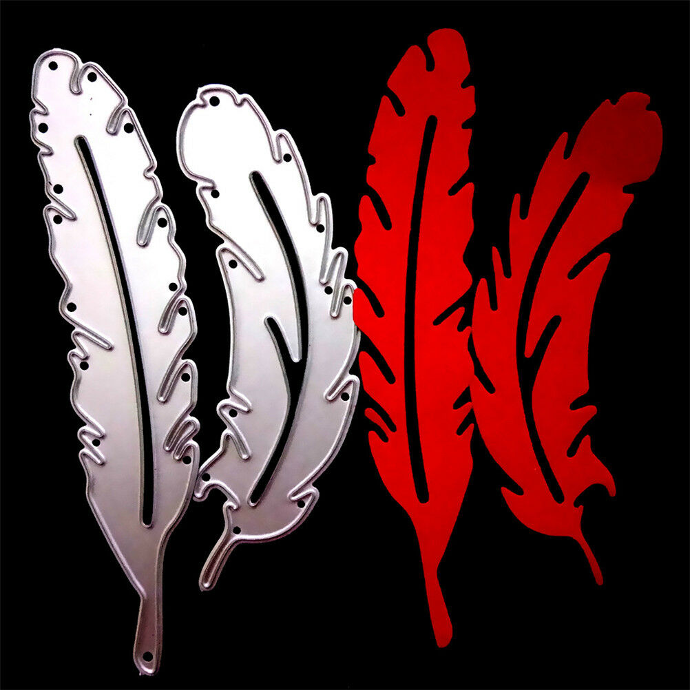 2pcs feather metal cutting dies stencil scrapbook album paper embossing c.l8