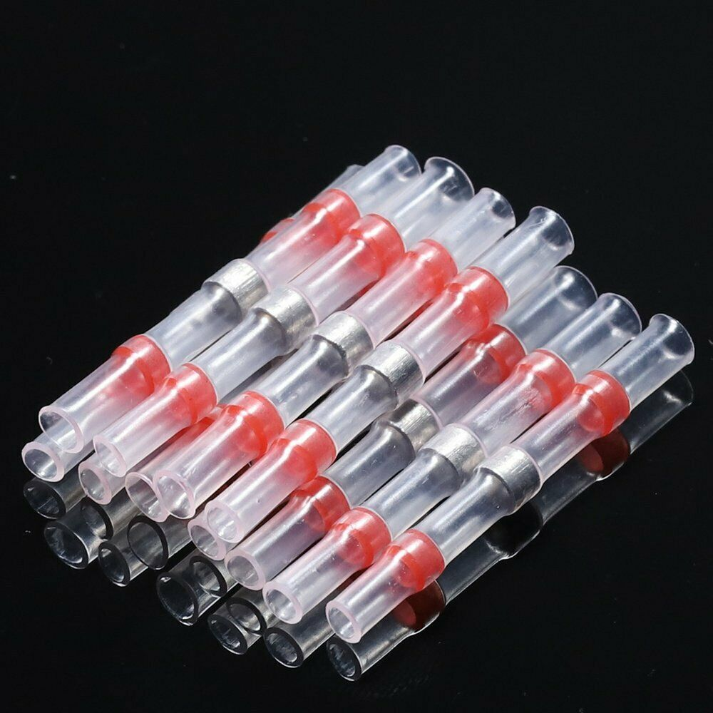 200Pcs Waterproof Solder Sleeve Heat Shrink Wire Splice Connectors 22-18AWG red