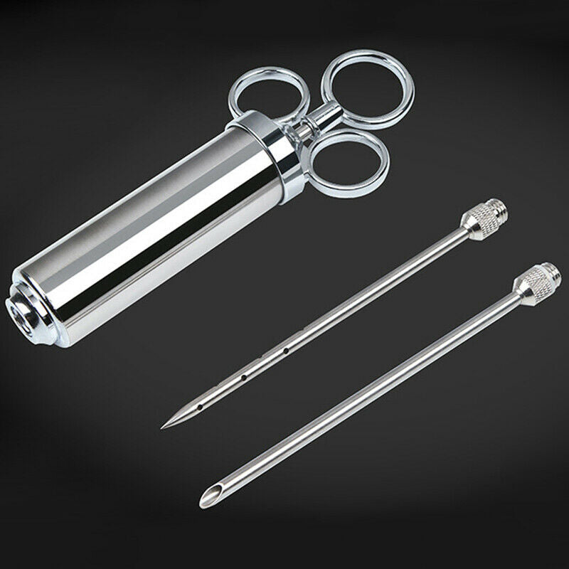 Kitchen Stainless Steel Turkey Meat Injector Needle Syringe Cooking Marinade New
