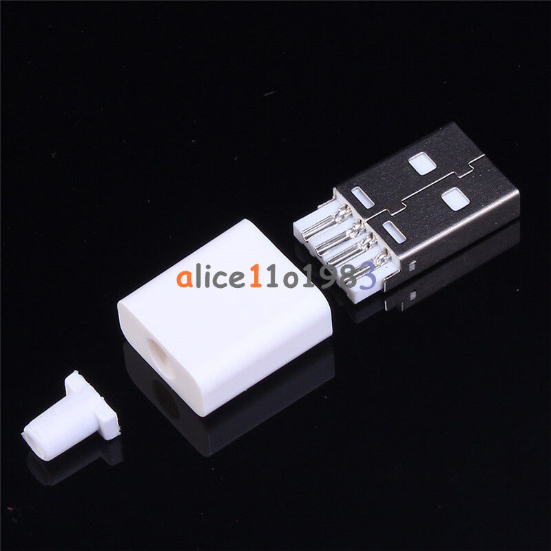 10PCS Male USB Connector USB 2.0 Plug Adapter Kit Type-A 5P White DIY Components