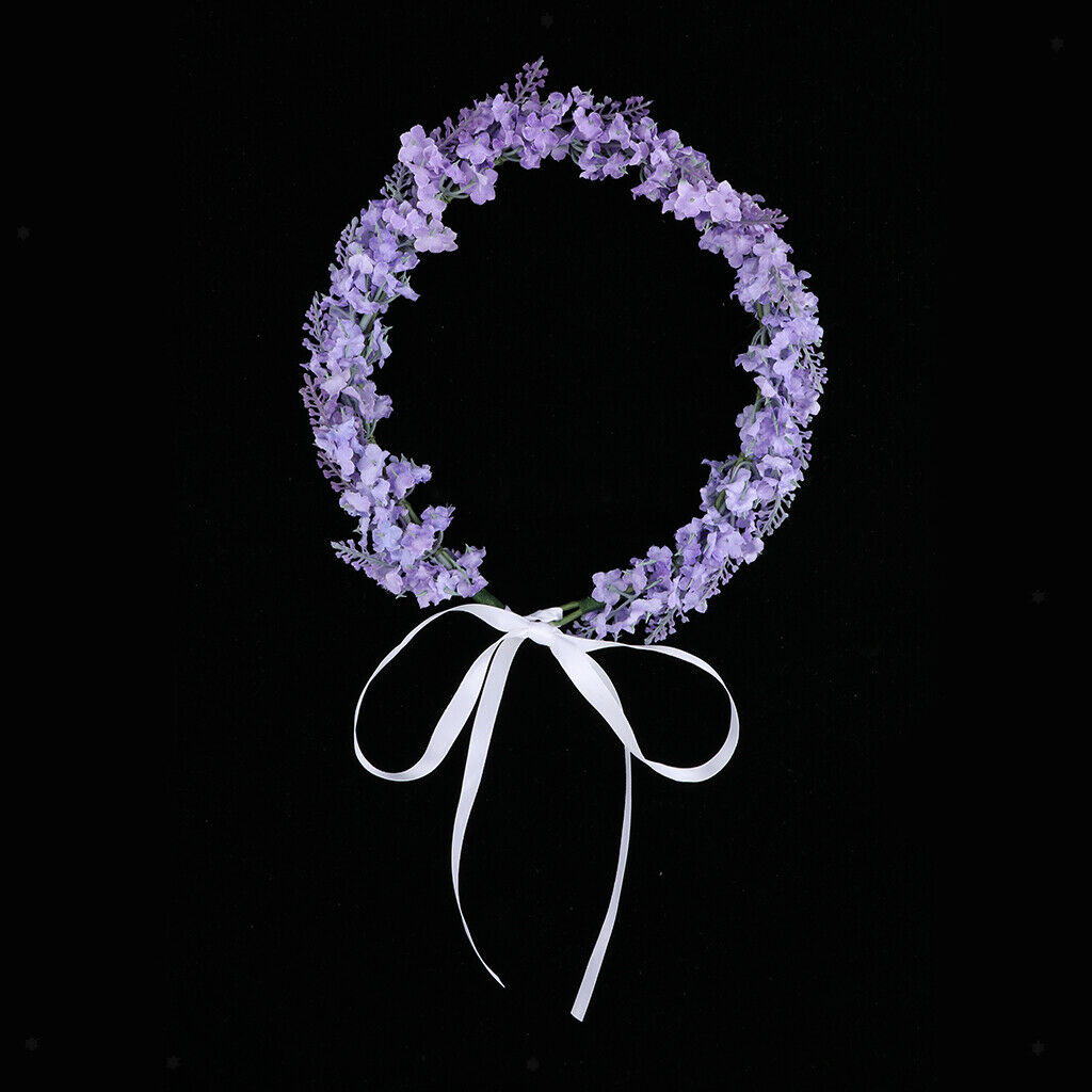 Lavender Crown Flowers Headband Headpiece Wedding Bridal Wreath Bright Purple
