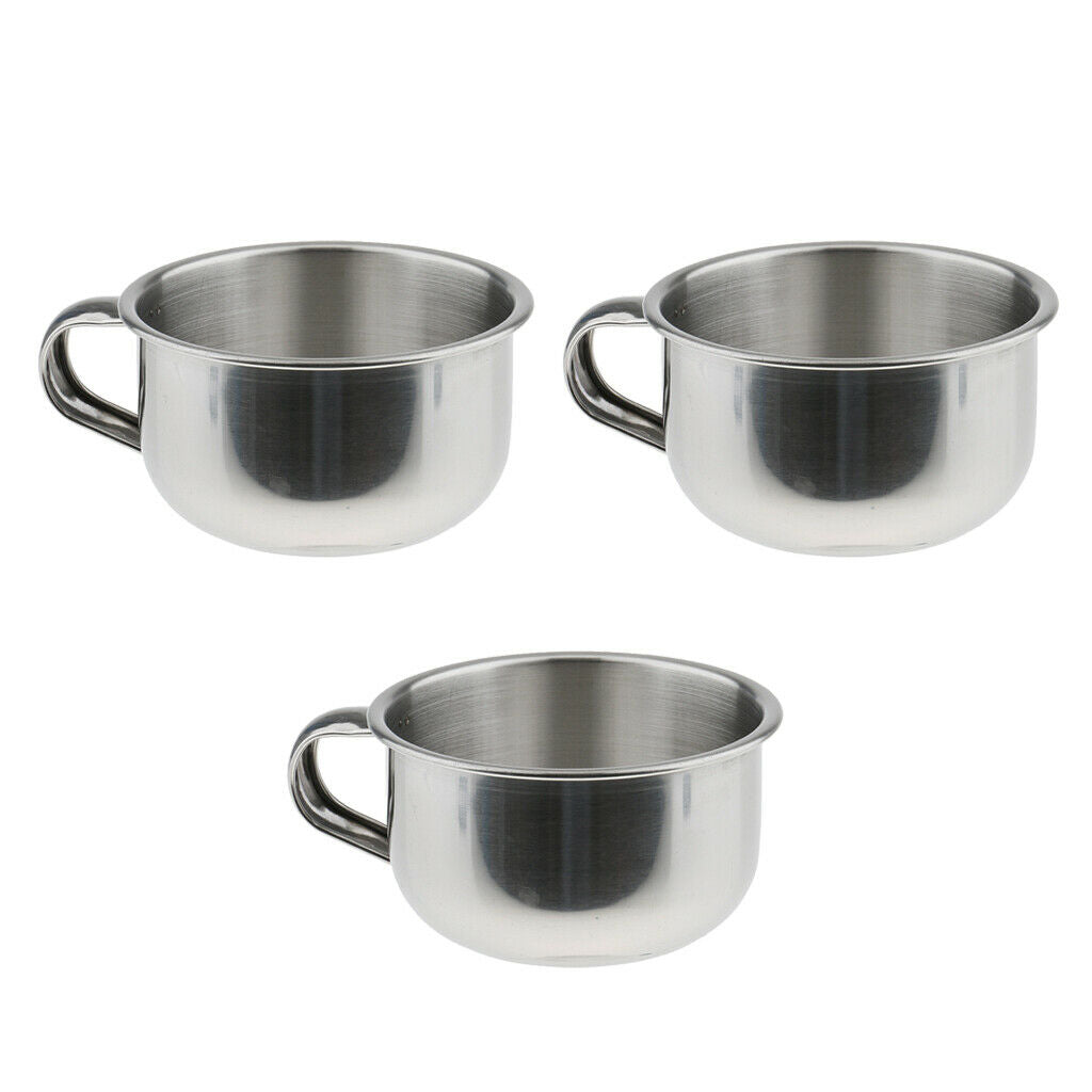 3pcs High Quality Stainless Steel Men Beard Shaving Mug Bowl Cup with Handle