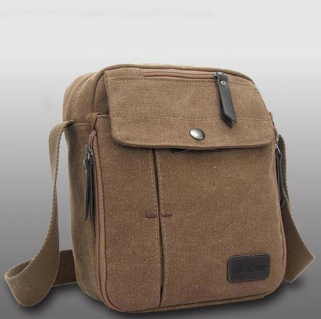 Unisex Fashion Retro Canvas Bag Shoulder Travel Bag Coffee Color