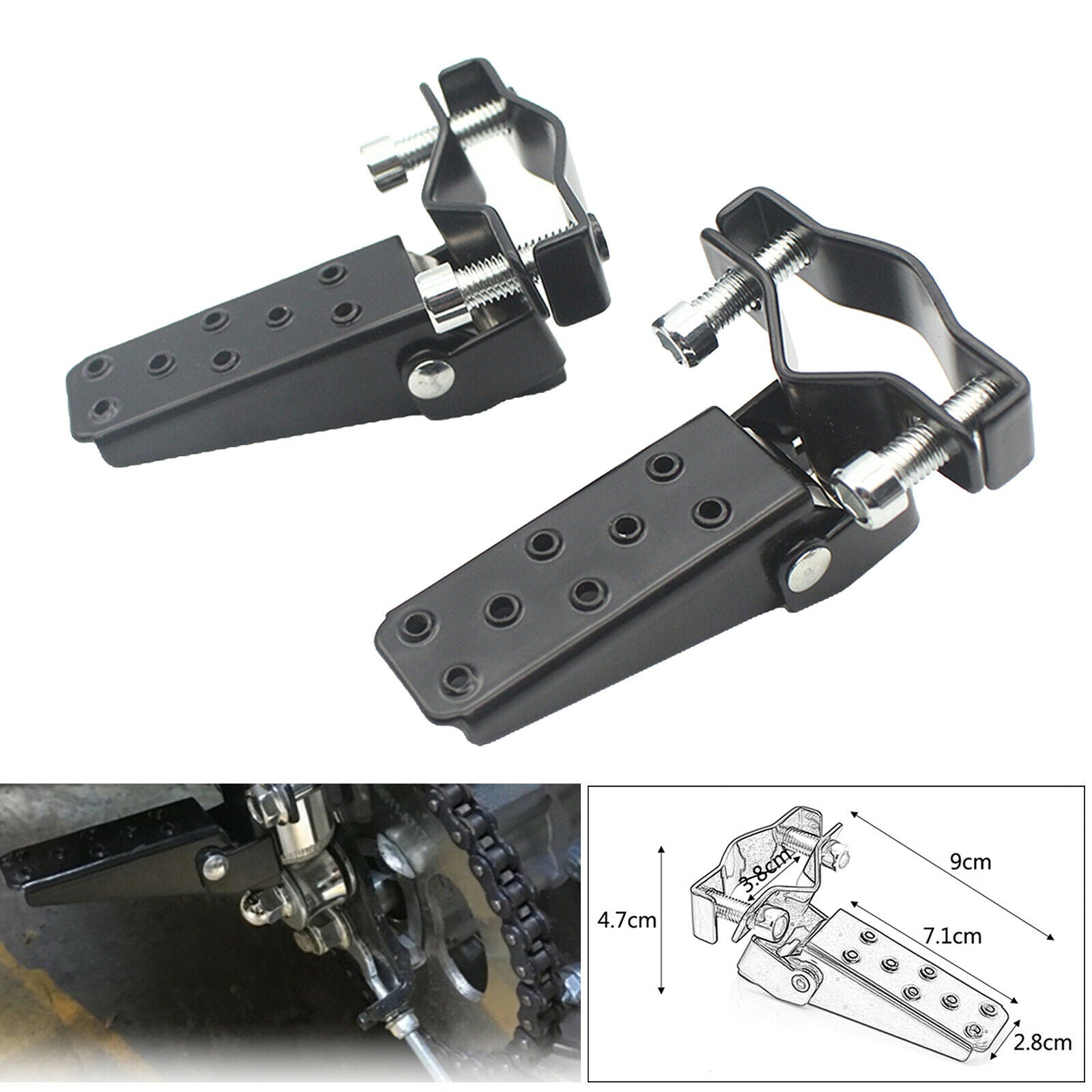 1Pair Universal 25mm-30mm Motorcycle Metal Footrests Pedals Spare Parts