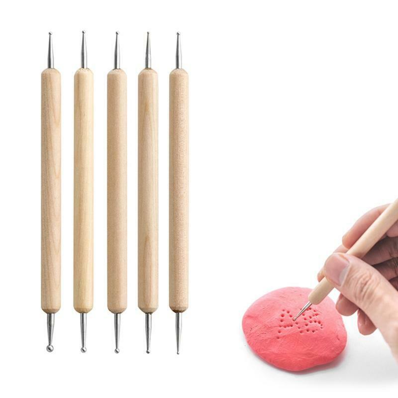 10 Sets Clay Brushes Emossing Pens Graffiti Wooden Dotting Pen