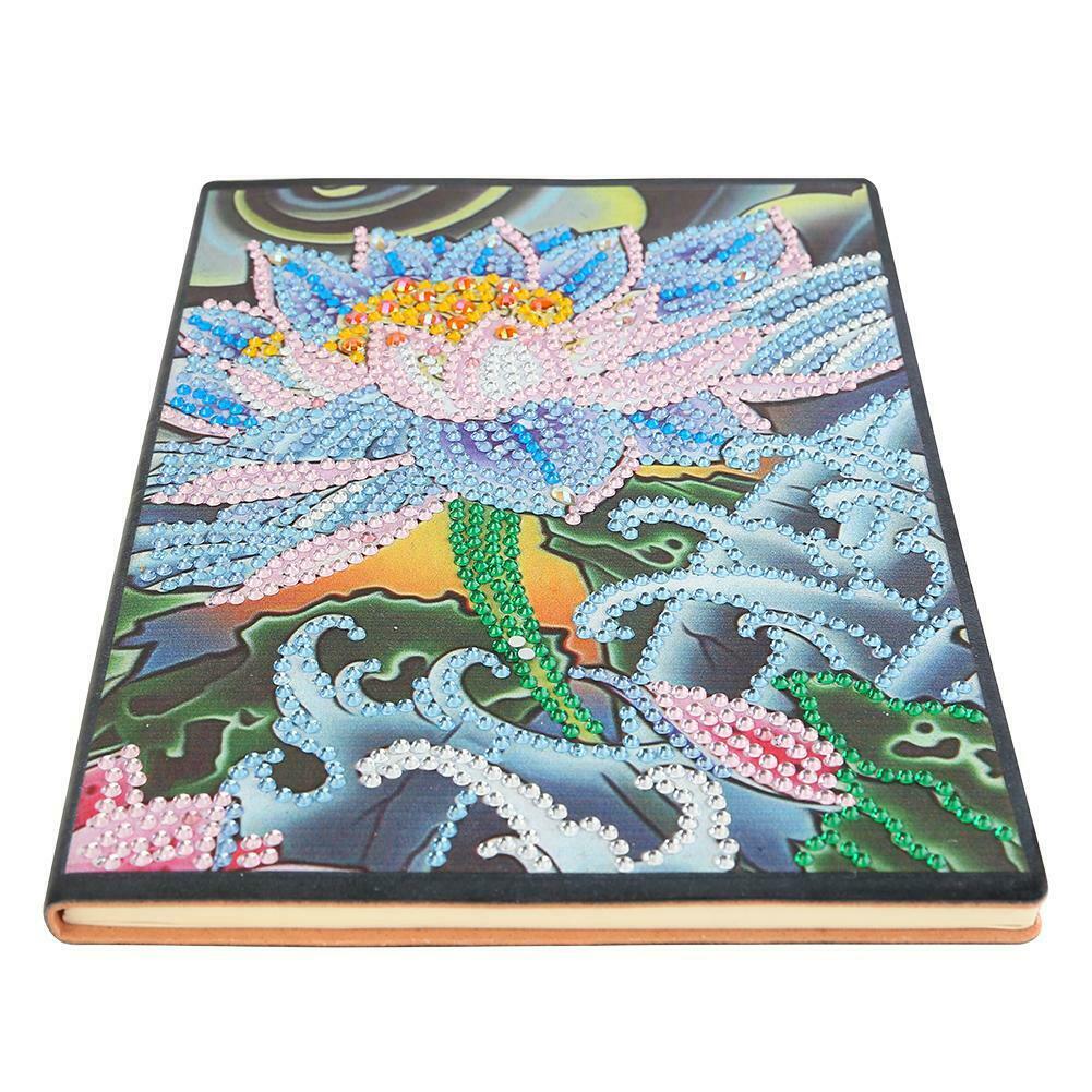 DIY Lotus Special Shaped Diamond Painting 50 Pages A5 Sketchbook Notebook @