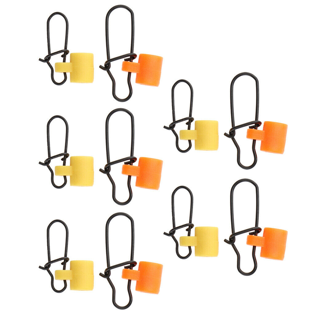 10pcs Fishing Line Sinker Slide Hooked Steel Connector Pin with Safety Snaps