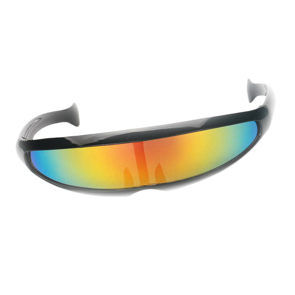 2x Futuristic Narrow Mirrored Visor Sunglasses Space Alien Robot Sunglasses