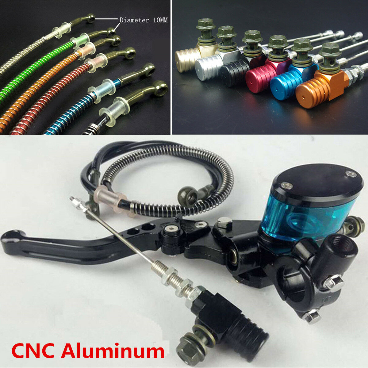 7/8" Motorcycle CNC Hydraulic Clutch Lever Master Cylinder Knitting Oil Hose Kit