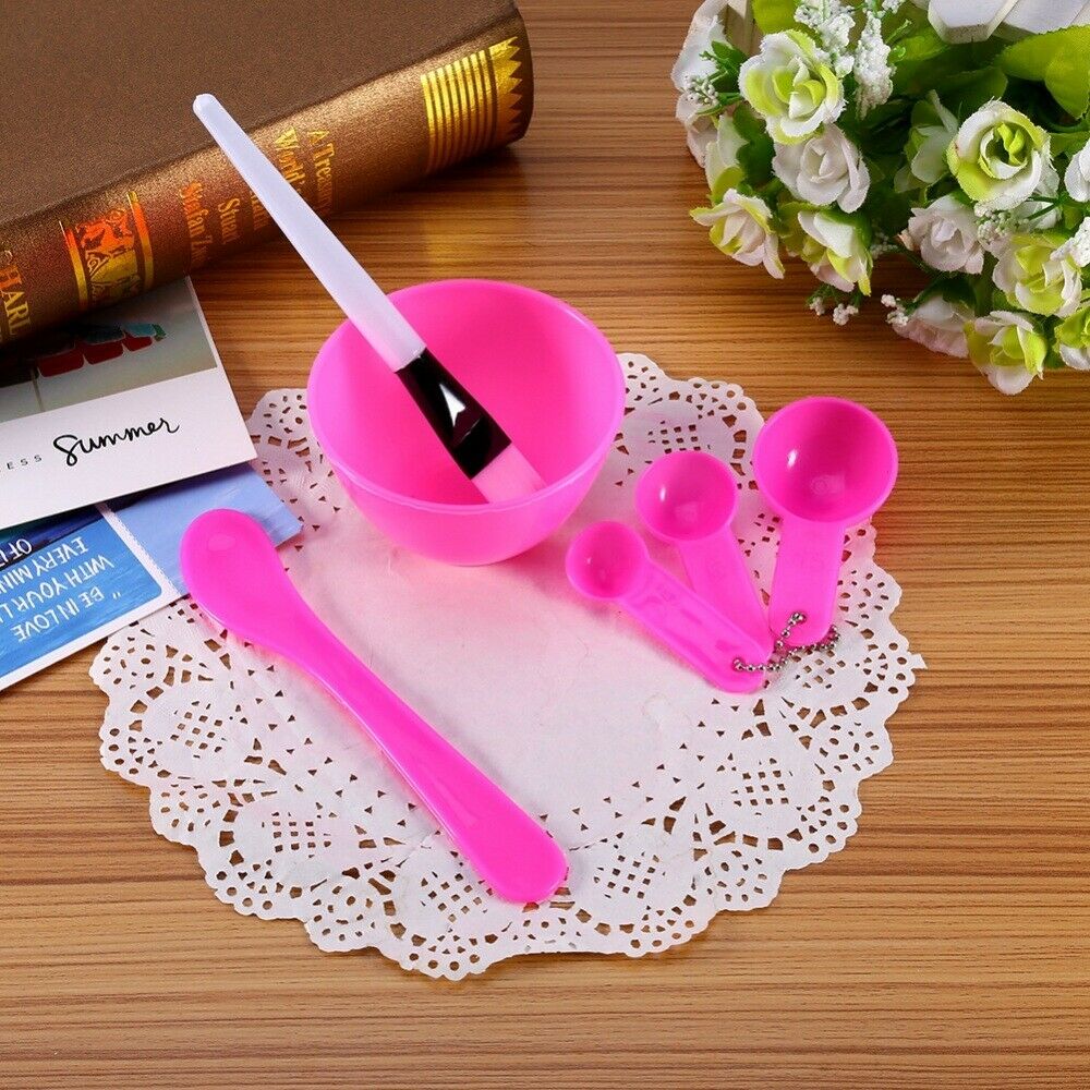 DIY Beauty Masks Bowl Cosmetic Mixing Spoon Brush Kit w/ Make Up Brushes 4 IN 1