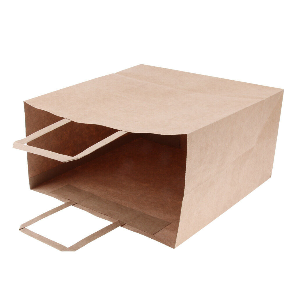 10 Brown Kraft Paper Bags Food Carrier Takeaway with Handles 280*150*280 mm