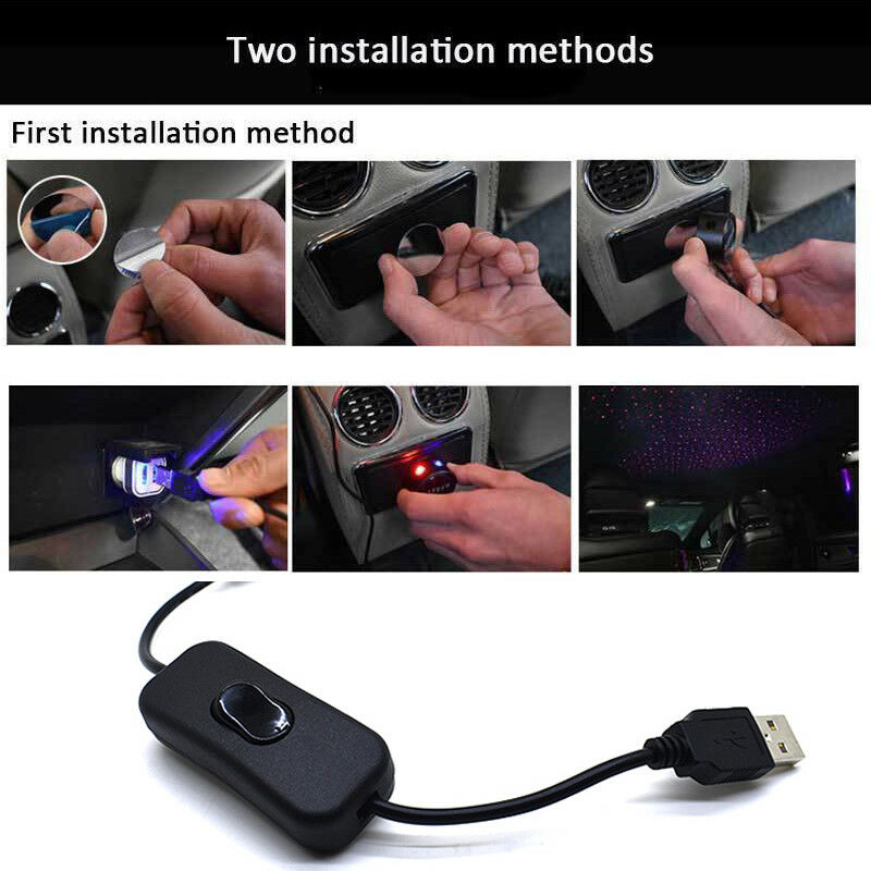 Car Ceiling Star Light LED Atmosphere Projector Armrest Box Galaxy Lamp Bright