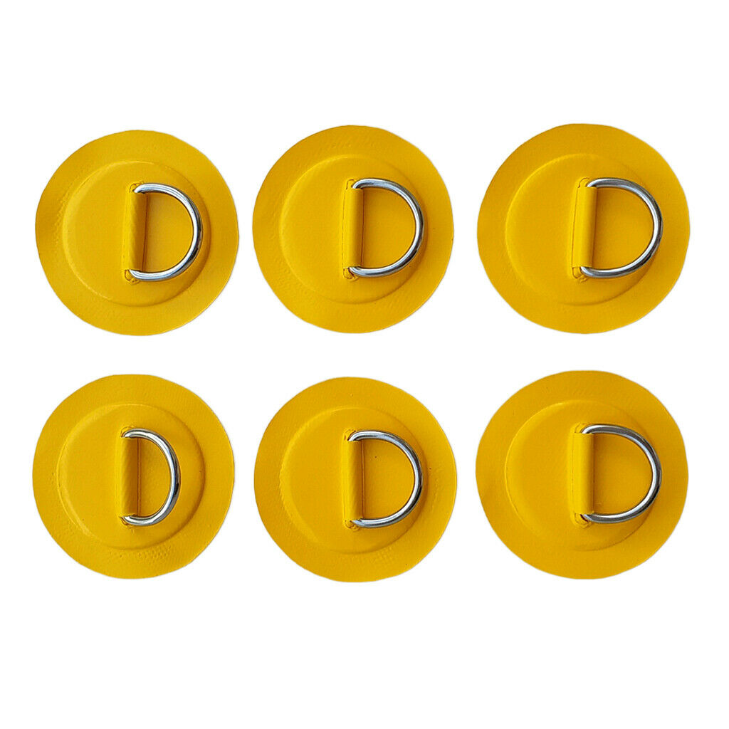 6Pcs Stainless Steel D-Ring Round Patch Pad for Inflatable Boat Kayak Dinghy