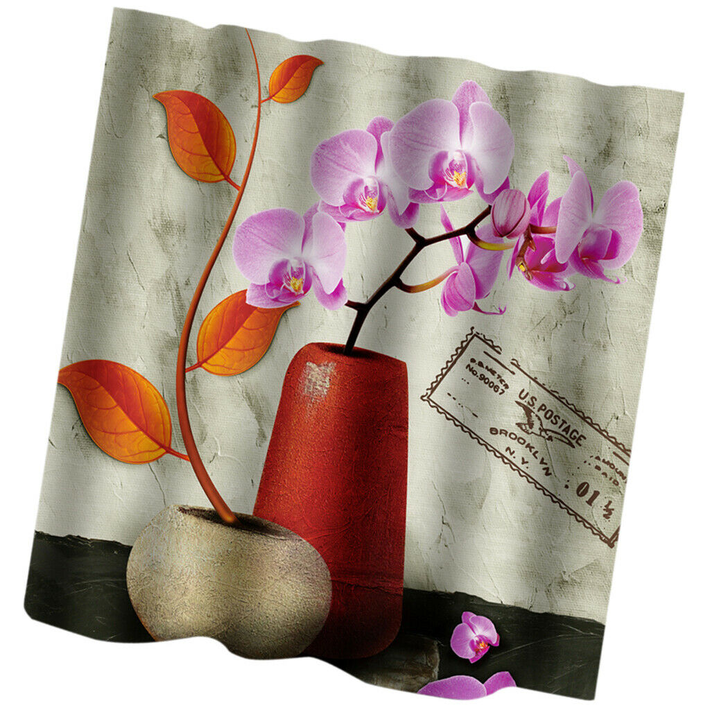 Fabric Bathroom Shower Curtain Decor with Hooks Bathroom Use Phalaenopsis