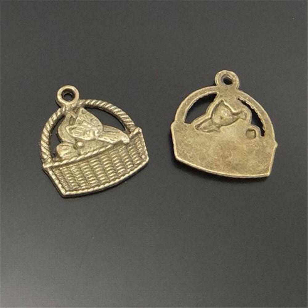 50 pcs Antiqued Bronze Basket Alloy Charm For Pendant DIY Handicraft 16*14*4mm