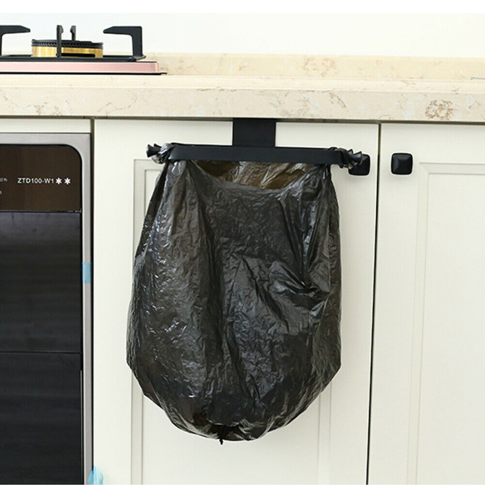 Trash Can Over the Cabinet Plastic Bag Holder Kitchen Garbage Rack Aluminum