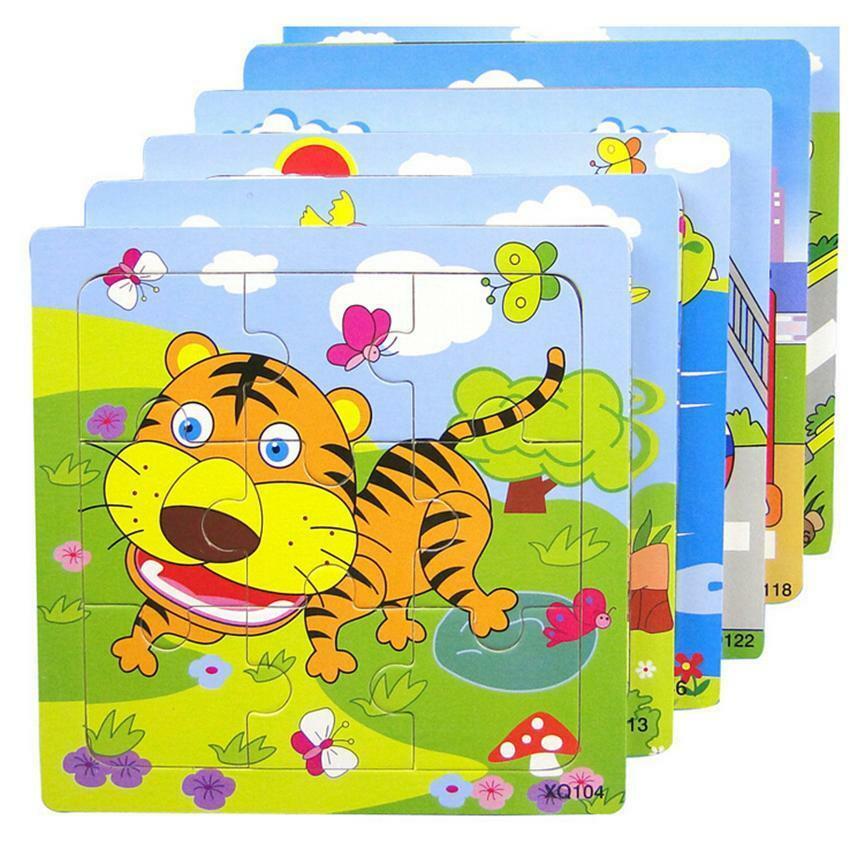 Hot Puzzle Jigsaw Wooden Toys Kids Children Educational Cartoon Animal Puzzles