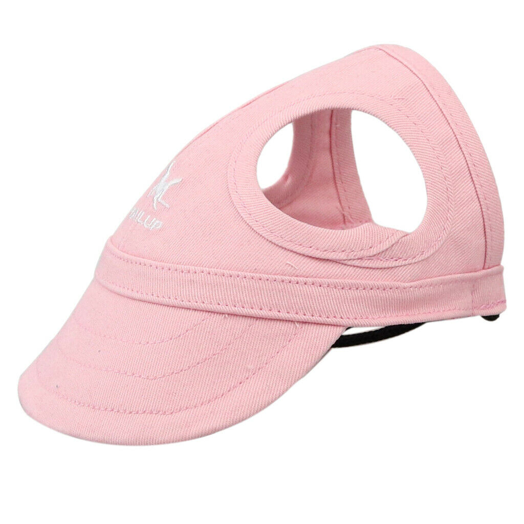 Baseball Hat Sun-shading Bucket Cap with Ear Holes For Dogs Pet Cats Pink XL