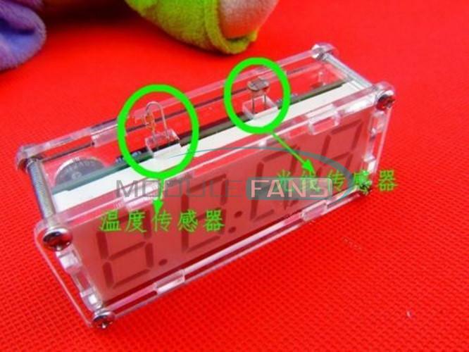 DIY Kit LED Electronic Clock Microcontroller Blue Digital Clock Time Thermometer
