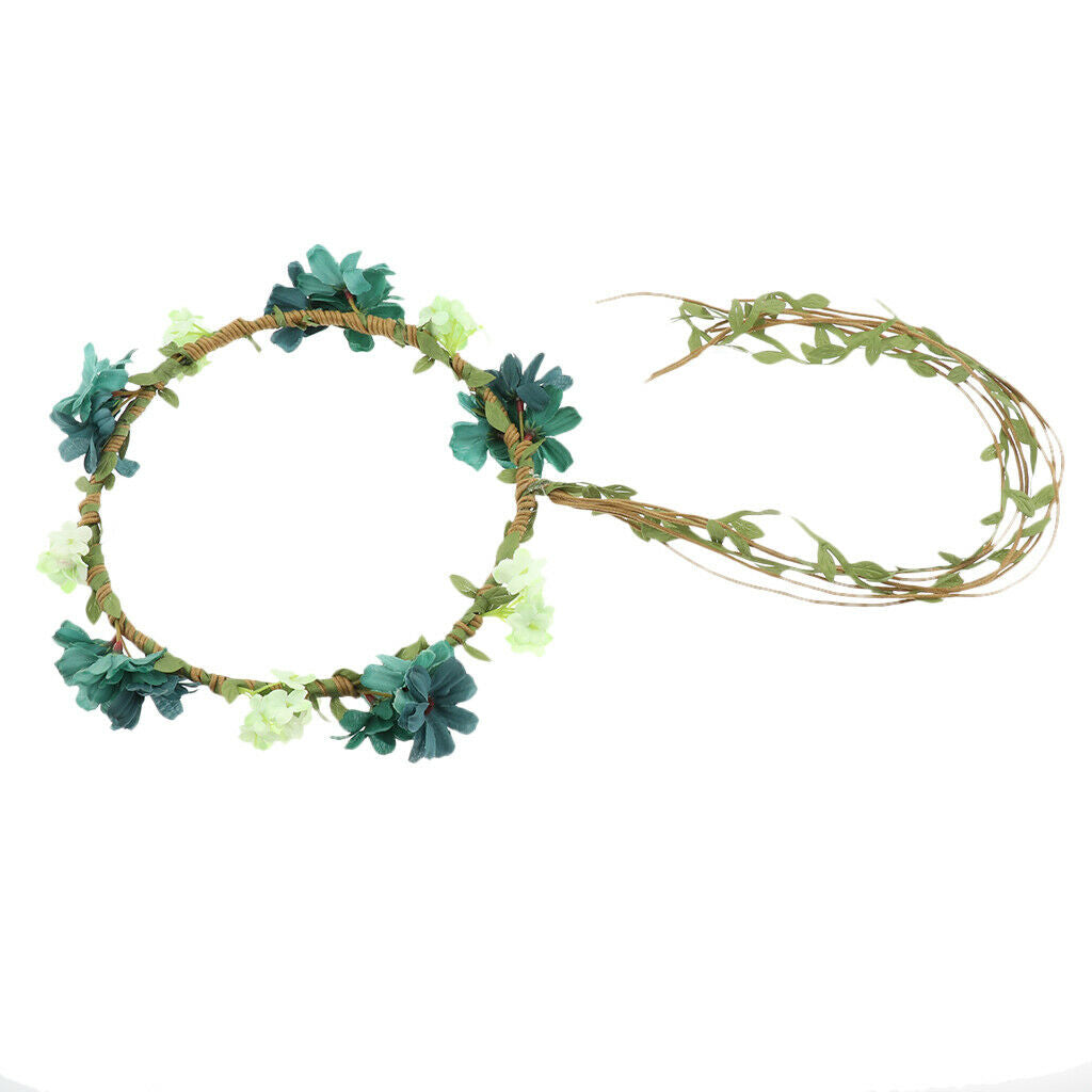 Women Flower Headband Floral Style Cross Head Wrap Hair Band Blue
