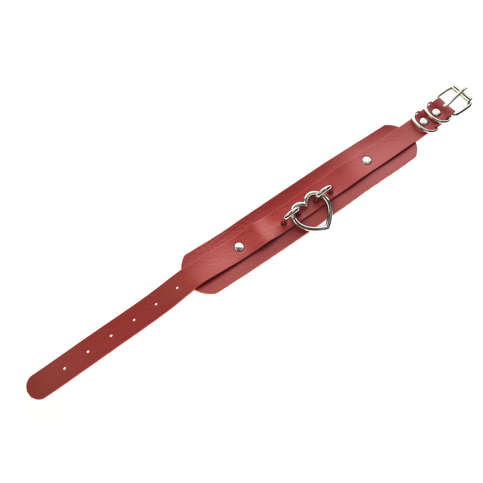 Heart Collar Red Leather Choker Necklace Goth Punk Rock Sexy