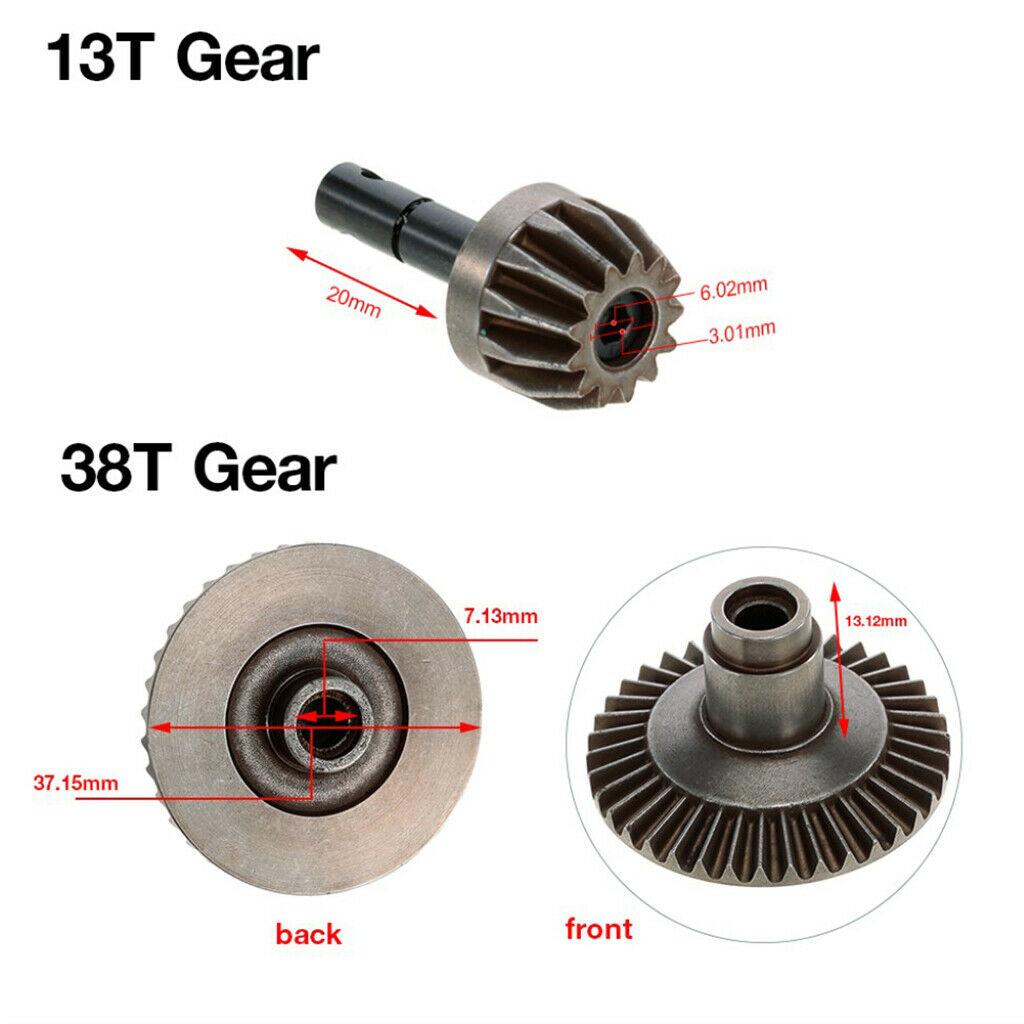 2Pcs 38T / 13T Bull & Pinion Gear for 1/10 Axial SCX10 90021 RC Car Buggy