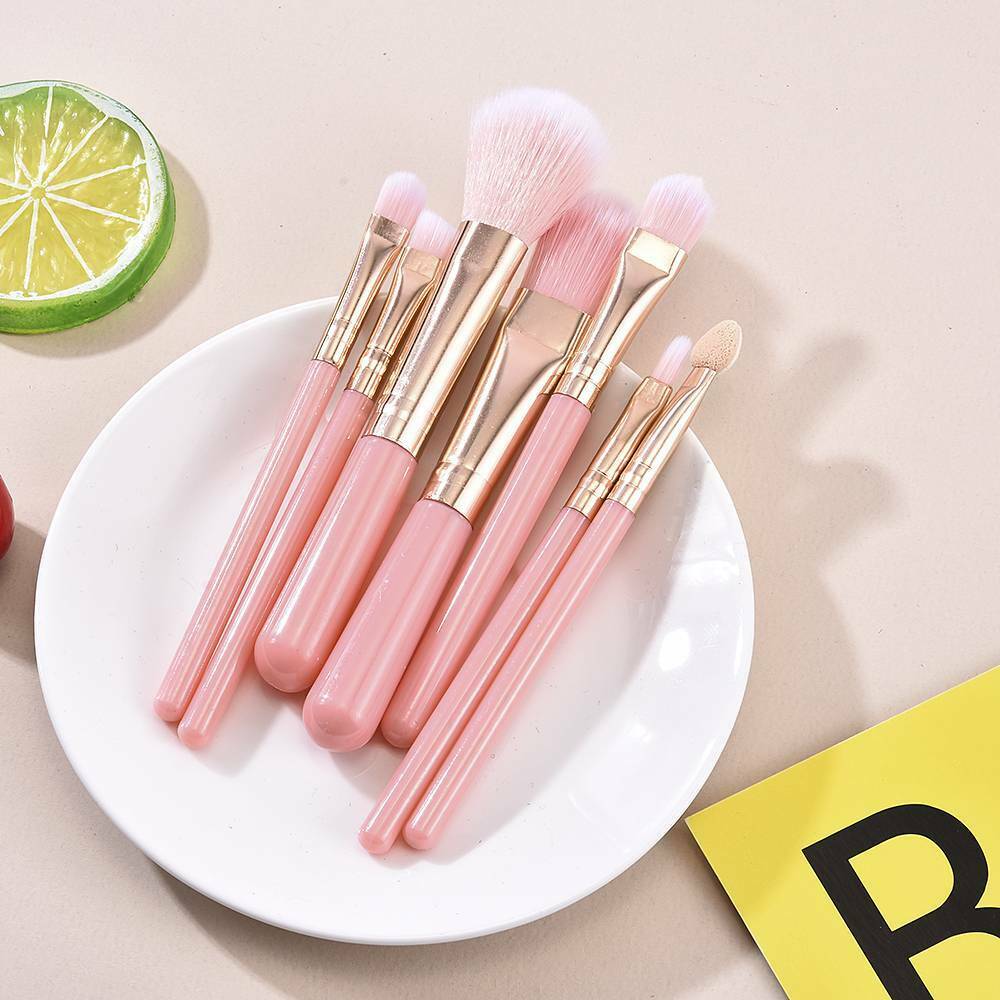 Lots 7PCS Pink Brushes Set Face Cosmetic Eye Shadow Blush Brush Make Up Tools